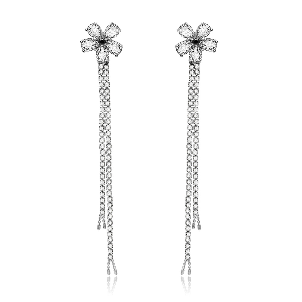 Long Dangle Floral Chandelier Earrings